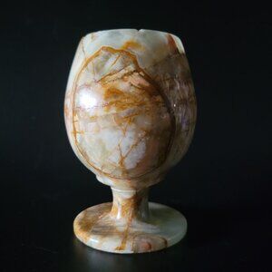 Natural Onyx Marble Stone Stemmed Glass Snifter 3.875" Matchstick Holder *Read